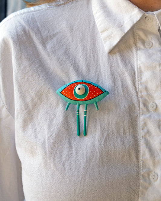 Handmade Cheerful Eye , Unique Brooch - Autumn Fashion | Marlitoyart