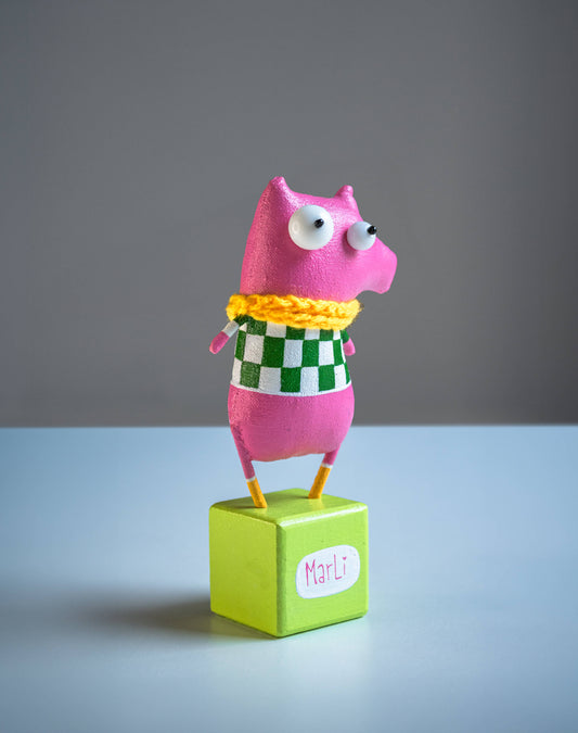 Oliver the piglet Collectible Handcrafted interior toy, Gift by Marlitoyart