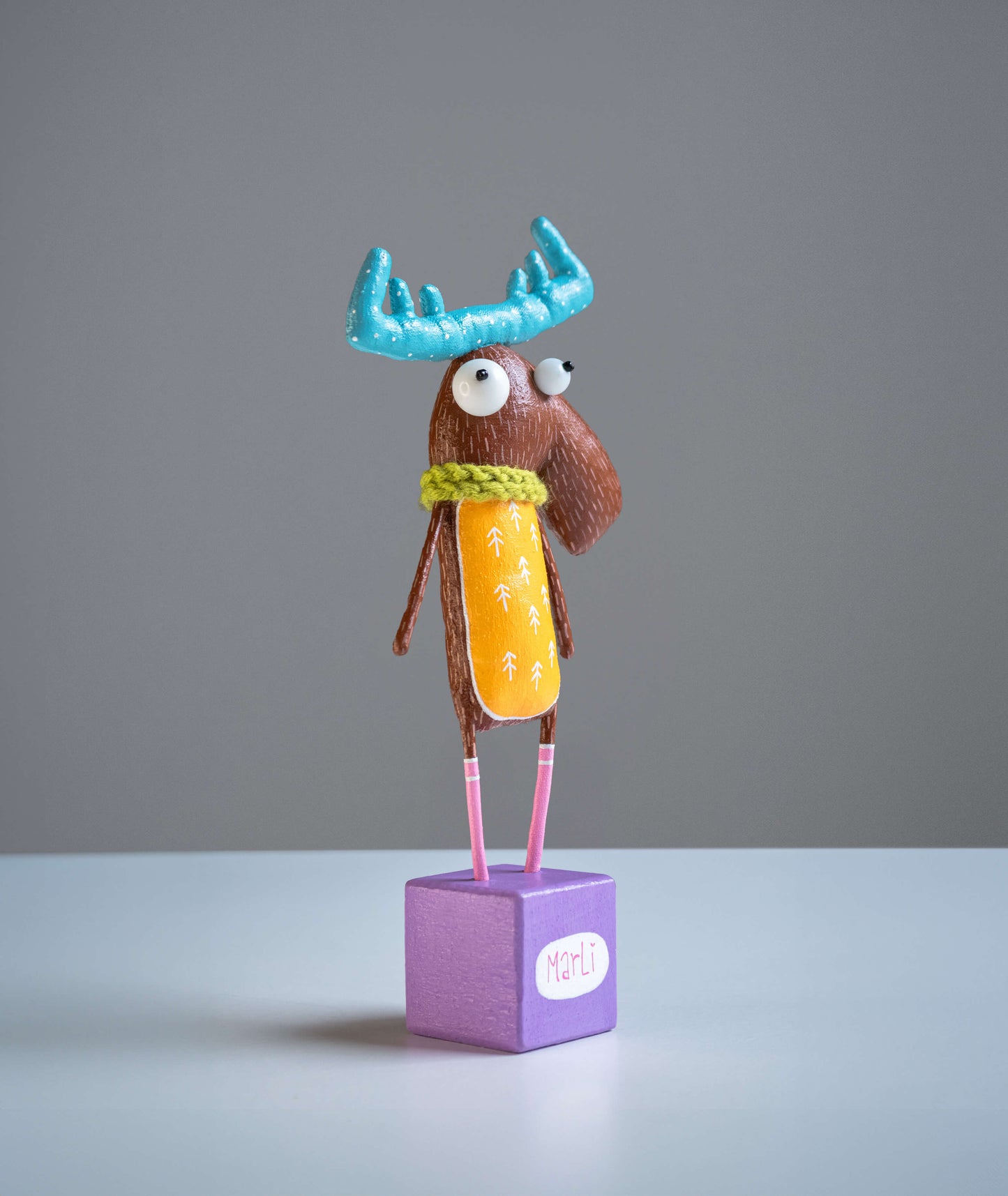 Albert the moose Collectible Handcrafted interior toy, Gift by Marlitoyart