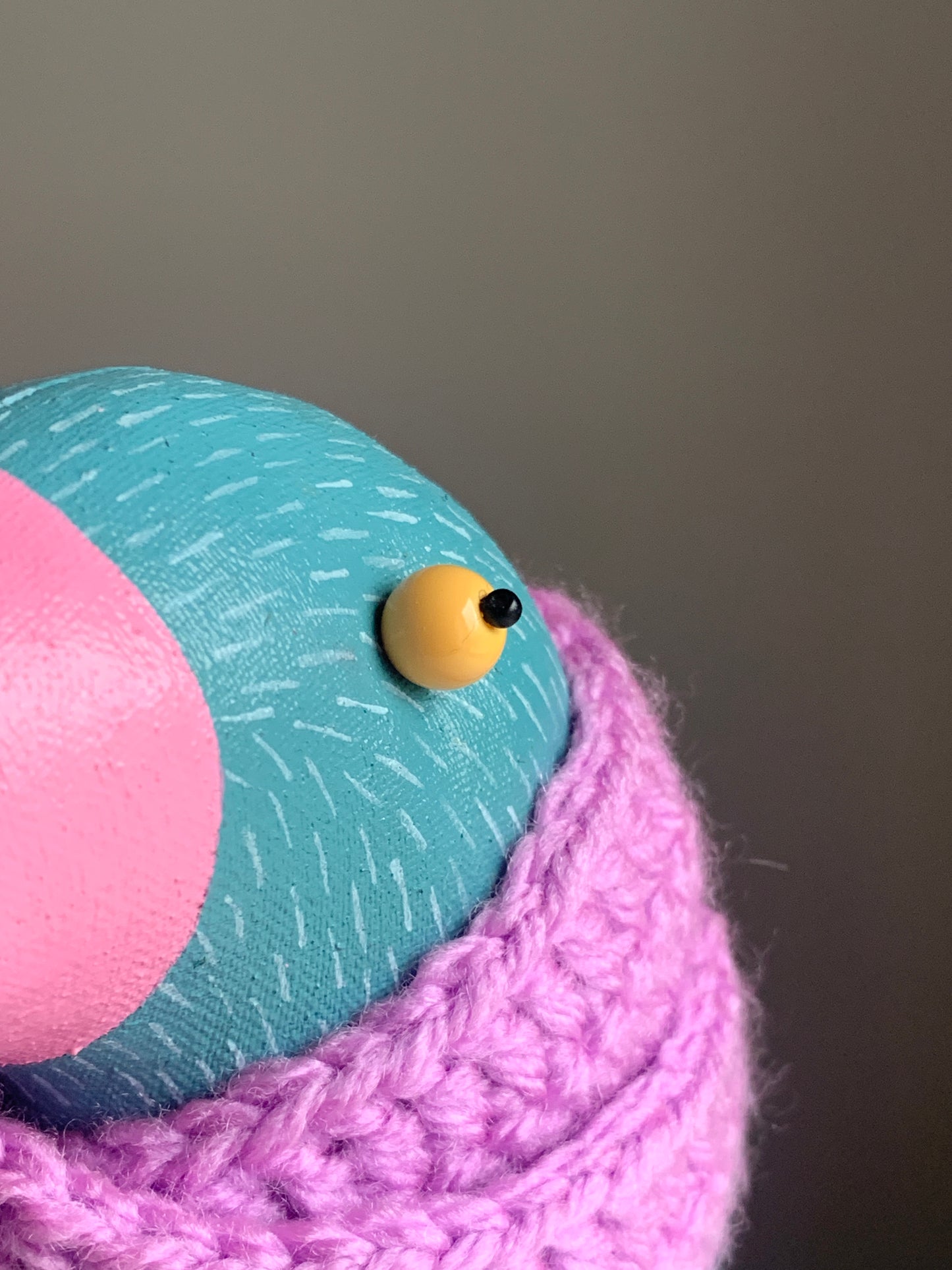 Bird in the violet scarf, Interior Sculpture, unique gift for your home