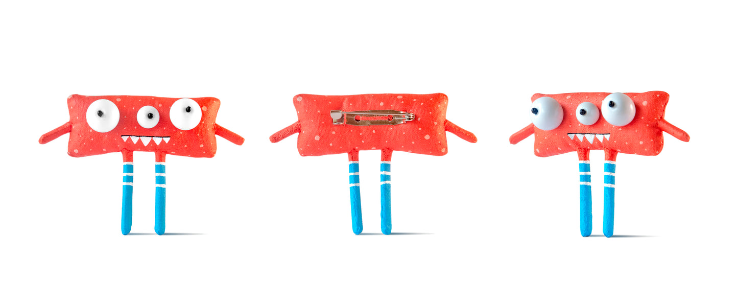 Handmade Little Monster Bob, Brooch | Marlitoyart