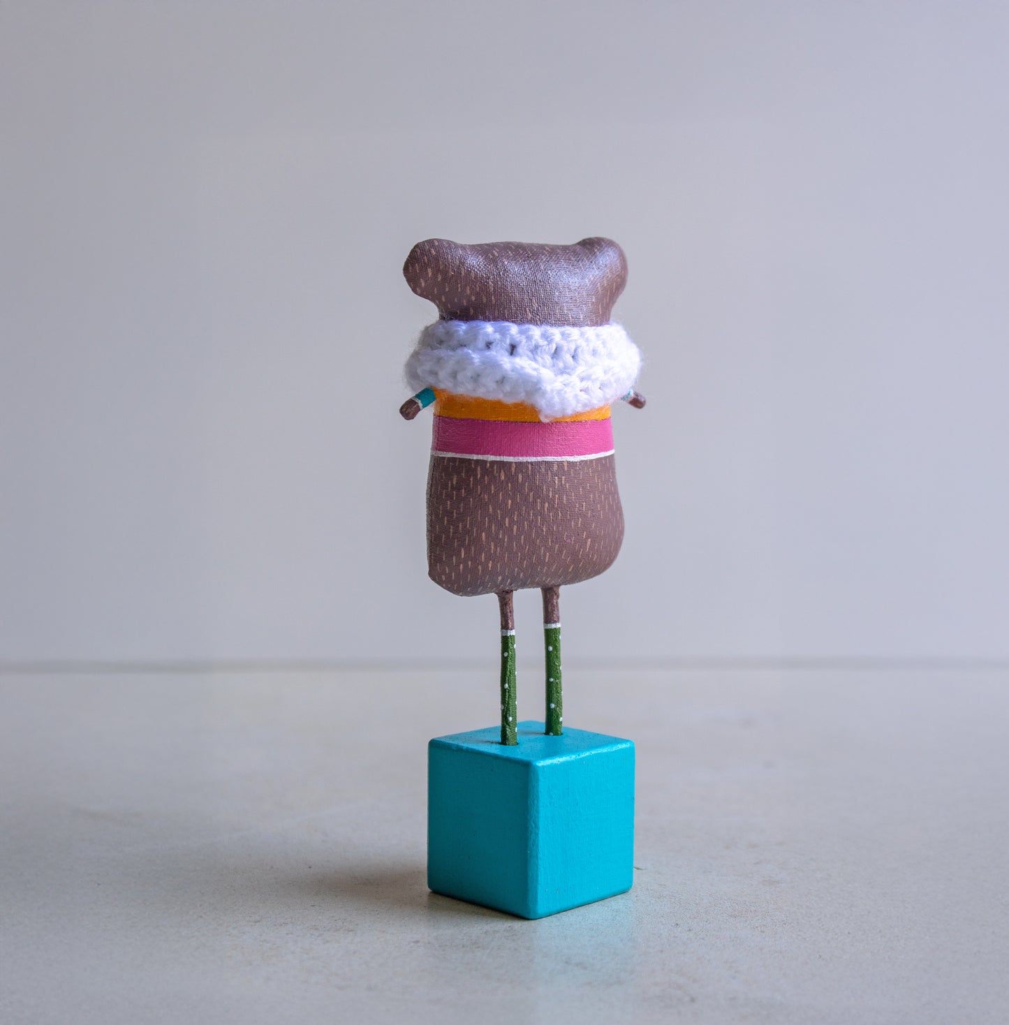 Bernard the Bear , Collectible Christmas interior handcrafted toy by Marlitoyart