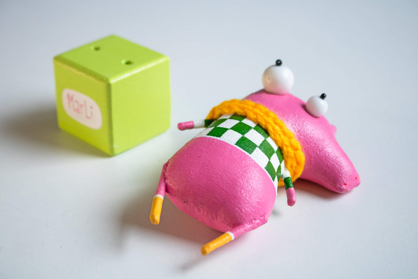 Oliver the piglet Collectible Handcrafted interior toy, Gift by Marlitoyart