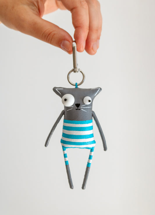 Sea Cat Bag Charm – Handmade Funny Cat Accessory for Bags, Waistbands & Backpacks | Marlitoyart