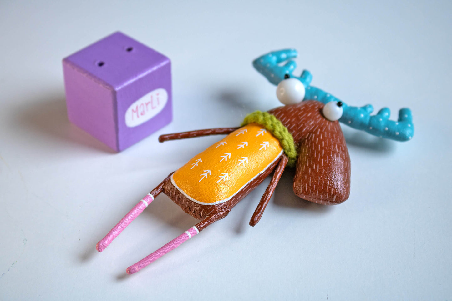 Albert the moose Collectible Handcrafted interior toy, Gift by Marlitoyart