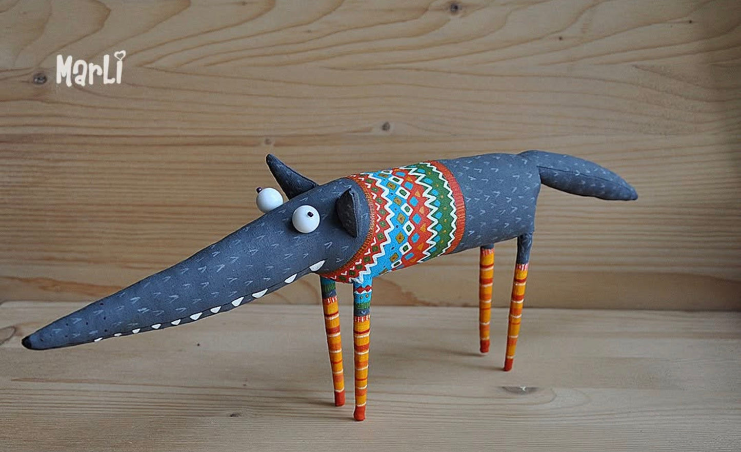Autumn Wolf – Handmade Art Toy by MarliToyArt