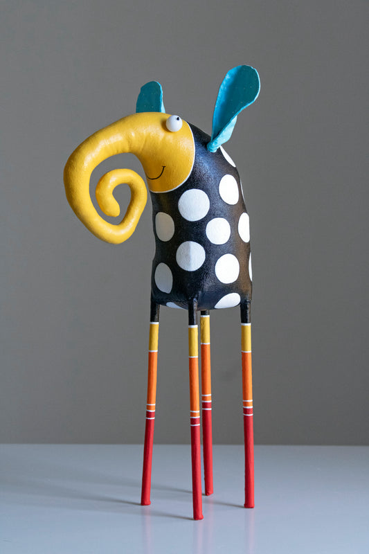 Handmade Yellow Elephant Interior Sculpture - Art for Home | Marlitoyart