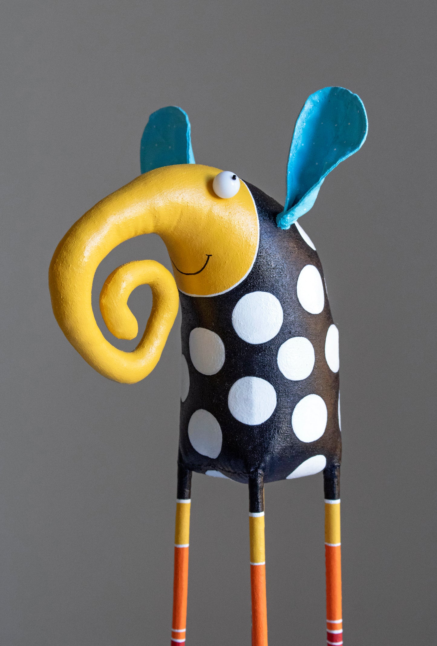 Handmade Yellow Elephant Interior Sculpture - Art for Home | Marlitoyart