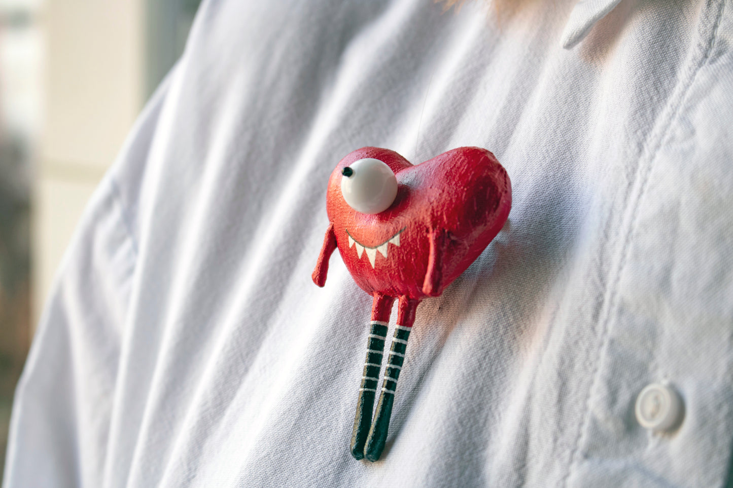 Handmade Little Heart Brooch - Unique Present | Marlitoyart