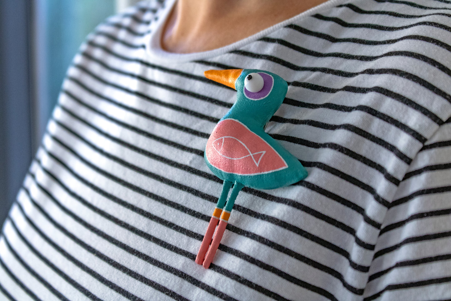 Handmade Seagull, Bird - Brooch | Marlitoyart