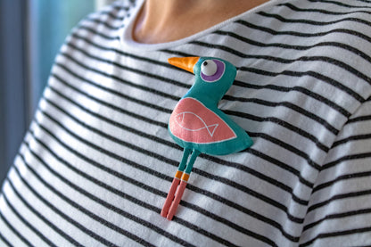 Handmade Seagull, Bird - Brooch | Marlitoyart