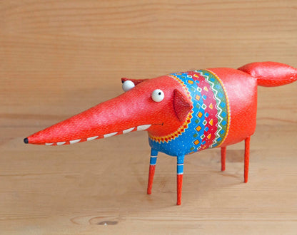 Handmade Interior Sculpture, Well-Fed  Fox, Collectible  Toy by Marlitoyart