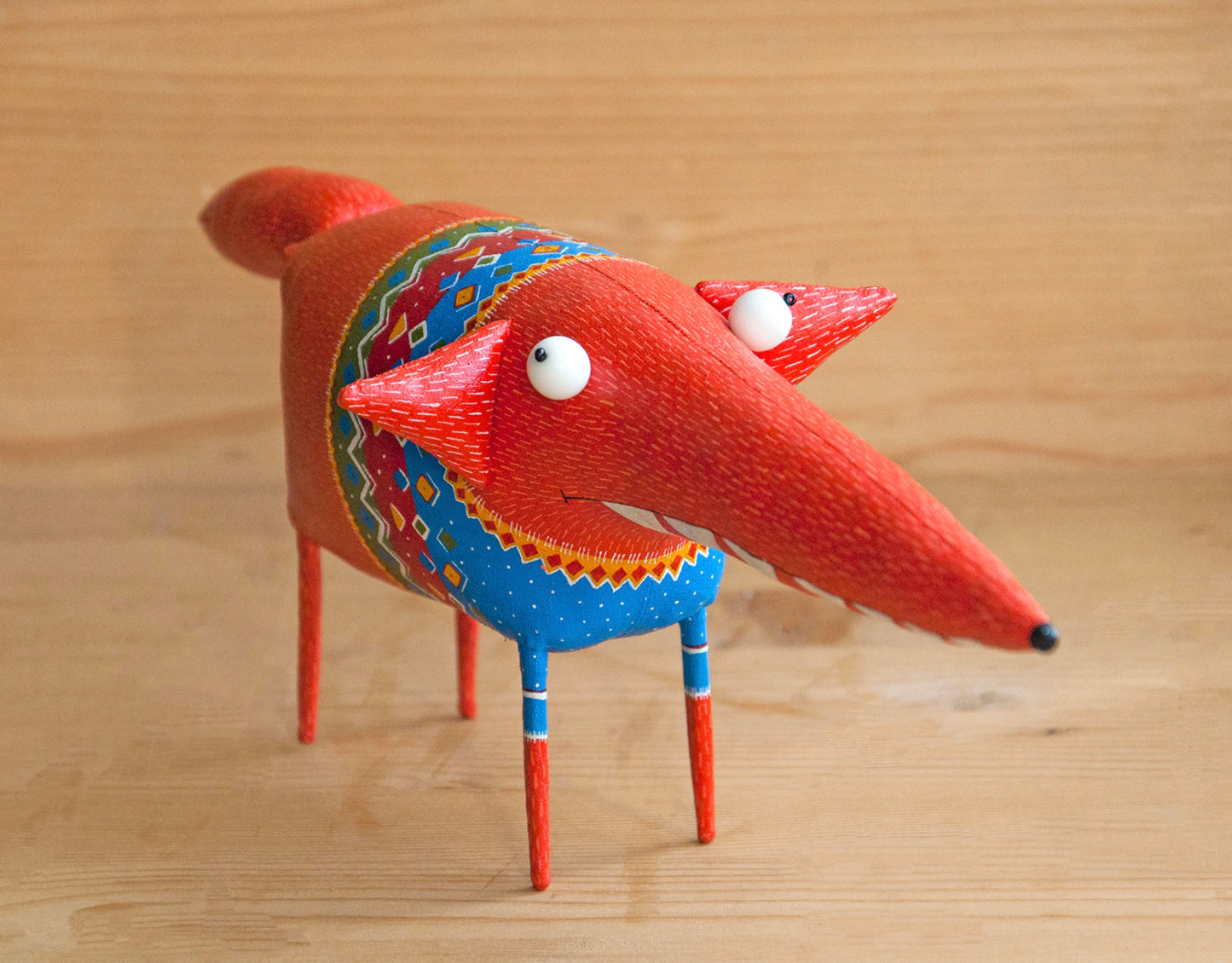 Handmade Interior Sculpture, Well-Fed  Fox, Collectible  Toy by Marlitoyart