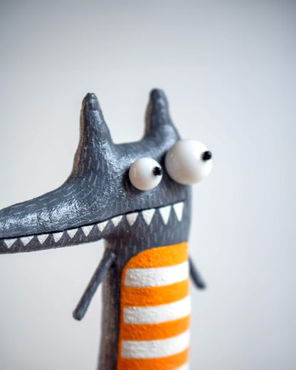 Matthew the wolf , Collectible Handcrafted interior toy, Gift by Marlitoyart