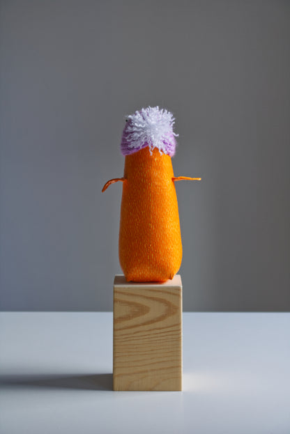 Handmade Yellow Bird Margarita in the Knitted  Hat, Interior Sculpture | Marlitoyart