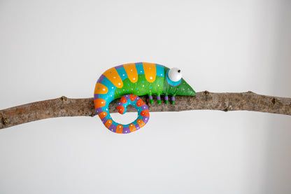 Handmade and hand painted Chameleon Brooch – Unique Art Jewelry by Marlitoyart